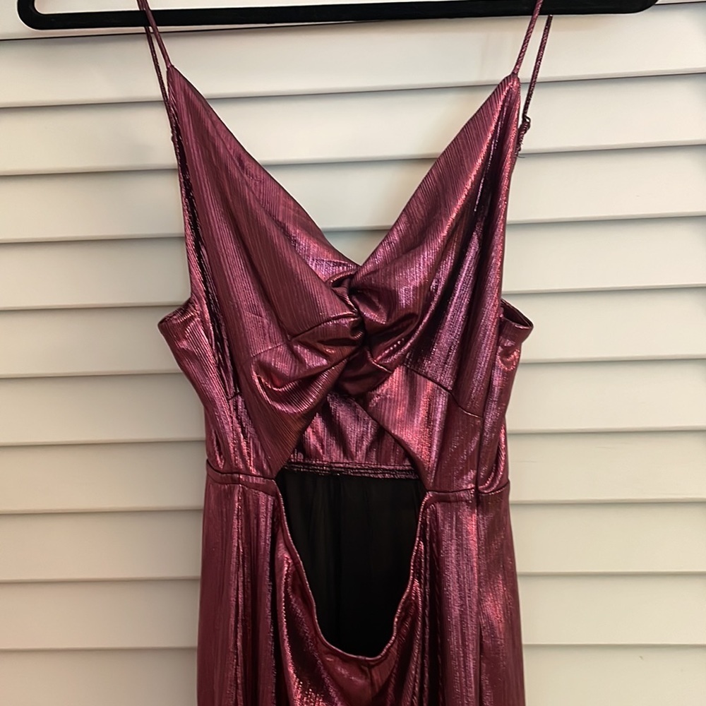 SUPERDOWN Metallic Twist Front Jumpsuit from Revolve. - Picture 3 of 7